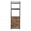 Furniture of America Bimme Rustic Metal 4-Shelf Wine Cabinet in Oak and Black