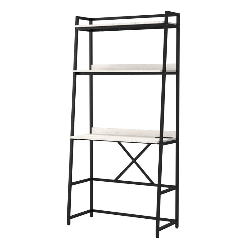 Furniture of America Mistos Transitional Metal Writing Desk with USB in Oak