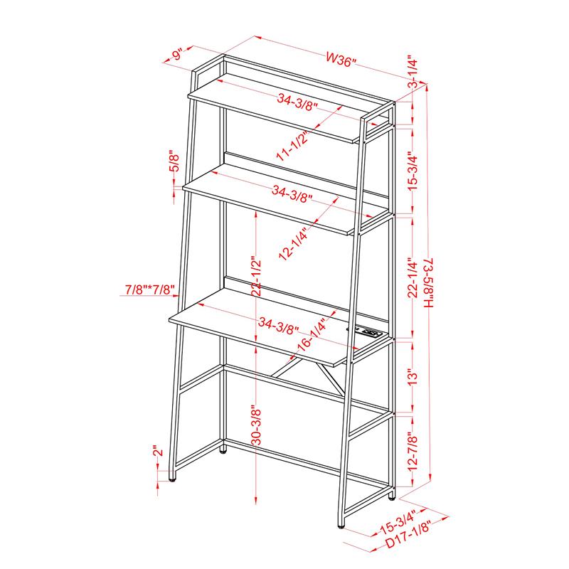 Furniture of America Mistos Transitional Metal Writing Desk with USB in Oak