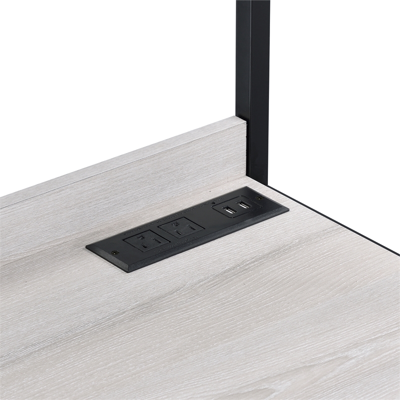 Furniture of America Mistos Transitional Metal Writing Desk with USB in Oak