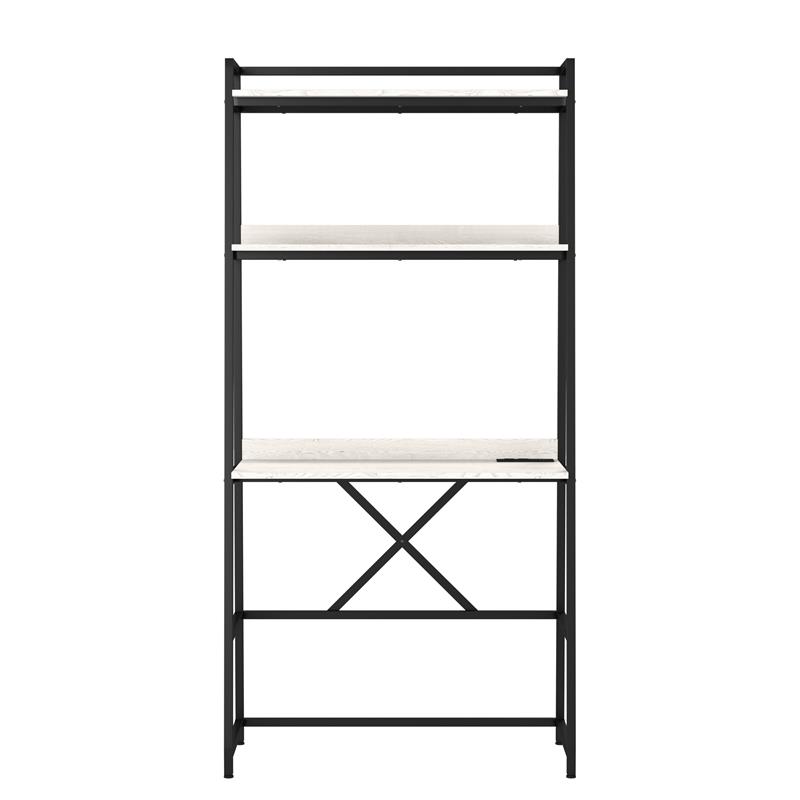 Furniture of America Mistos Transitional Metal Writing Desk with USB in Oak