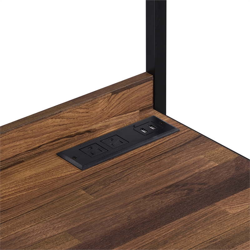 Furniture of America Mistos Transitional Metal Writing Desk with USB in Brown