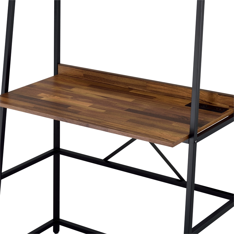 Furniture of America Mistos Transitional Metal Writing Desk with USB in Brown