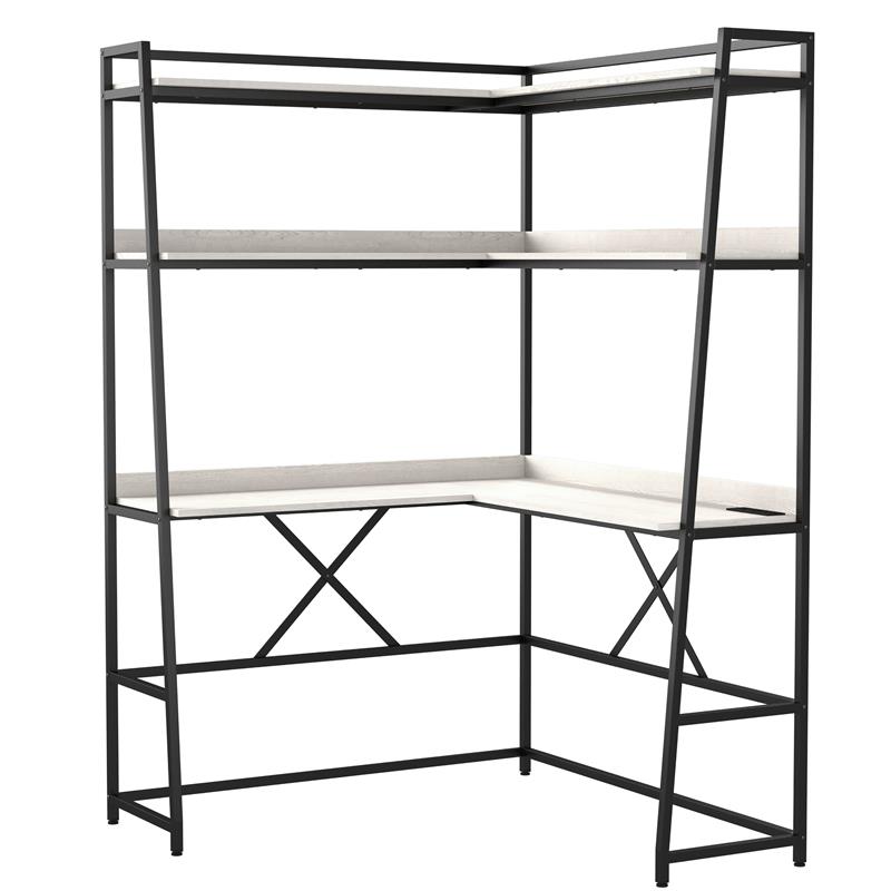 Furniture of America Narvay Metal Corner Writing Desk with USB in Oak