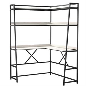 Furniture of America Narvay Metal Corner Writing Desk with USB in Oak