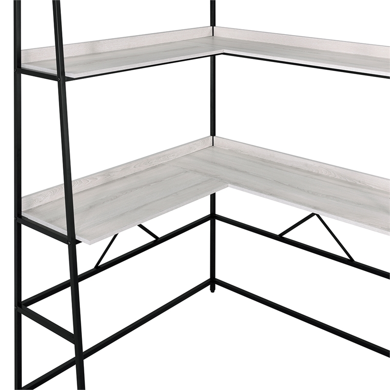 Furniture of America Narvay Metal Corner Writing Desk with USB in Oak