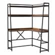 Furniture of America Narvay Metal Corner Writing Desk with USB in Brown