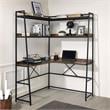 Furniture of America Narvay Metal Corner Writing Desk with USB in Brown