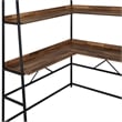 Furniture of America Narvay Metal Corner Writing Desk with USB in Brown