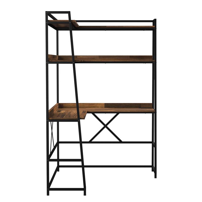 Furniture of America Narvay Metal Corner Writing Desk with USB in Brown