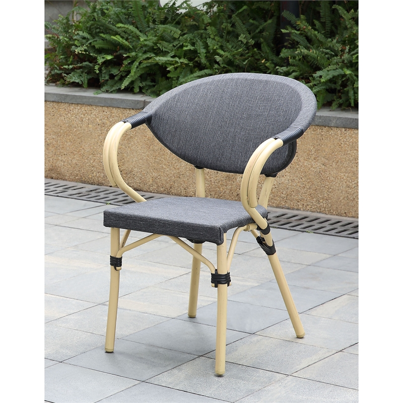 Borda Transitional 3-Piece Natural Metal Bistro Table and Chair Set