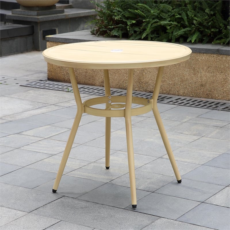 Borda Transitional 3-Piece Natural Metal Bistro Table and Chair Set