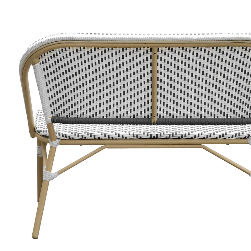Furniture of America Devey Modern Aluminum Patio Loveseat Bench in Black