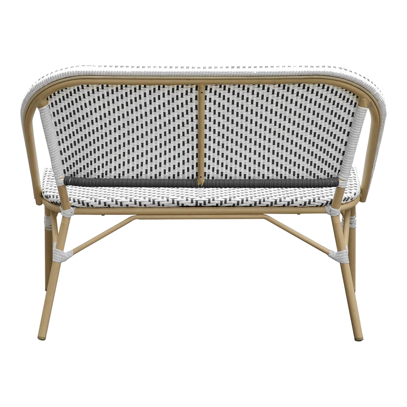Furniture of America Devey Modern Aluminum Patio Loveseat Bench in Black