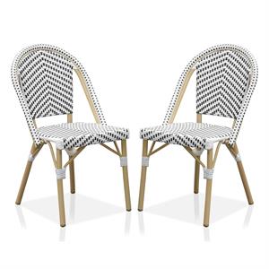 furniture of america devey aluminum patio chairs white (set of 2)
