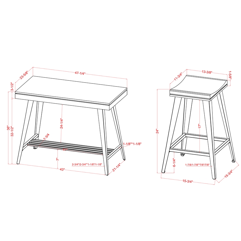 Furniture of America Melba Wood 3-Piece Counter Height Table Set in Oak