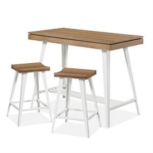 Furniture of America Melba Wood 3-Piece Counter Height Table Set in Oak