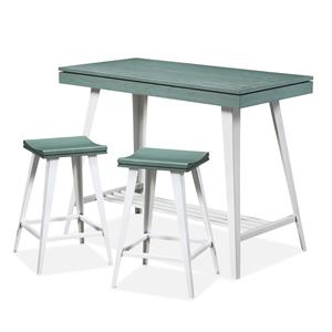 Furniture of America Melba Wood 3-Piece Counter Height Table Set in Green