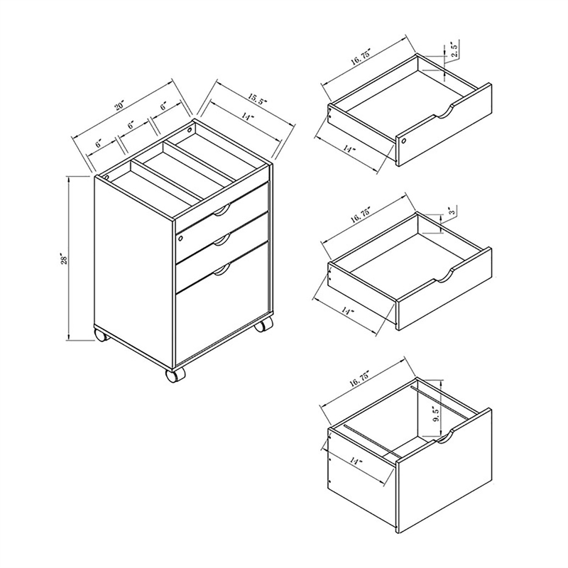 Furniture of America Hite Transitional Wood 3-Drawer File Cabinet in White