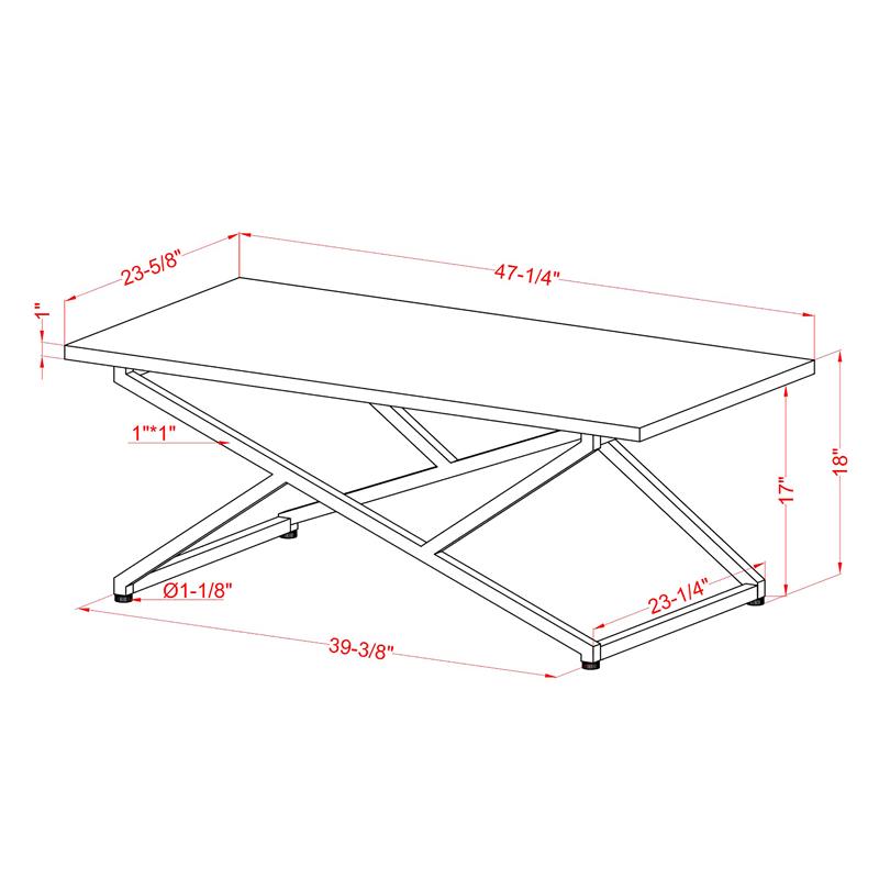 Furniture of America Mergo Wood Rectangular Coffee Table in Chrome and White