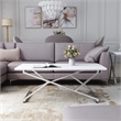 Furniture of America Mergo Wood Rectangular Coffee Table in Chrome and White
