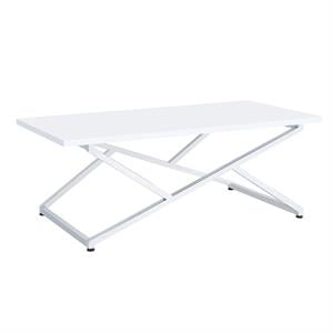 Furniture of America Mergo Wood Rectangular Coffee Table in Chrome and White