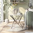 Furniture of America Mergo Wood Square End Table in Chrome and White