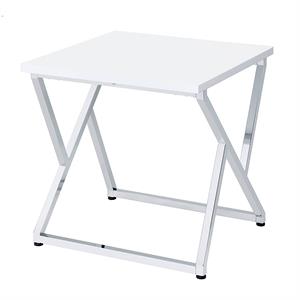 Furniture of America Mergo Wood Square End Table in Chrome and White