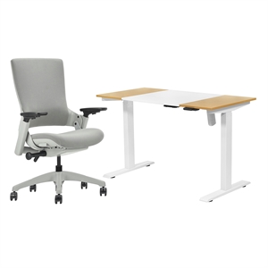 quade modern 2-piece white metal adjustable desk and chair home office set