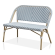 Devey Transitional 2-Piece Metal Patio Blue Loveseat and Bistro Table Set