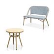 Devey Transitional 2-Piece Metal Patio Blue Loveseat and Bistro Table Set