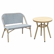 Devey Transitional 2-Piece Patio Metal Gray Loveseat and Bistro Table Set