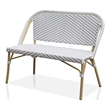 Devey Transitional 2-Piece Patio Metal Gray Loveseat and Bistro Table Set