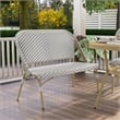Devey Transitional 2-Piece Patio Metal Gray Loveseat and Bistro Table Set
