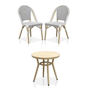 furniture of america 3-piece patio chair and bistro table set in black/white