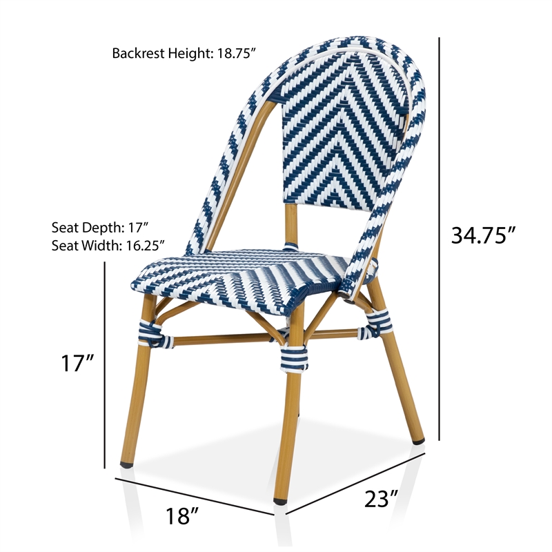 Furniture of America Acti Modern Aluminum Patio Dining Chair in Blue