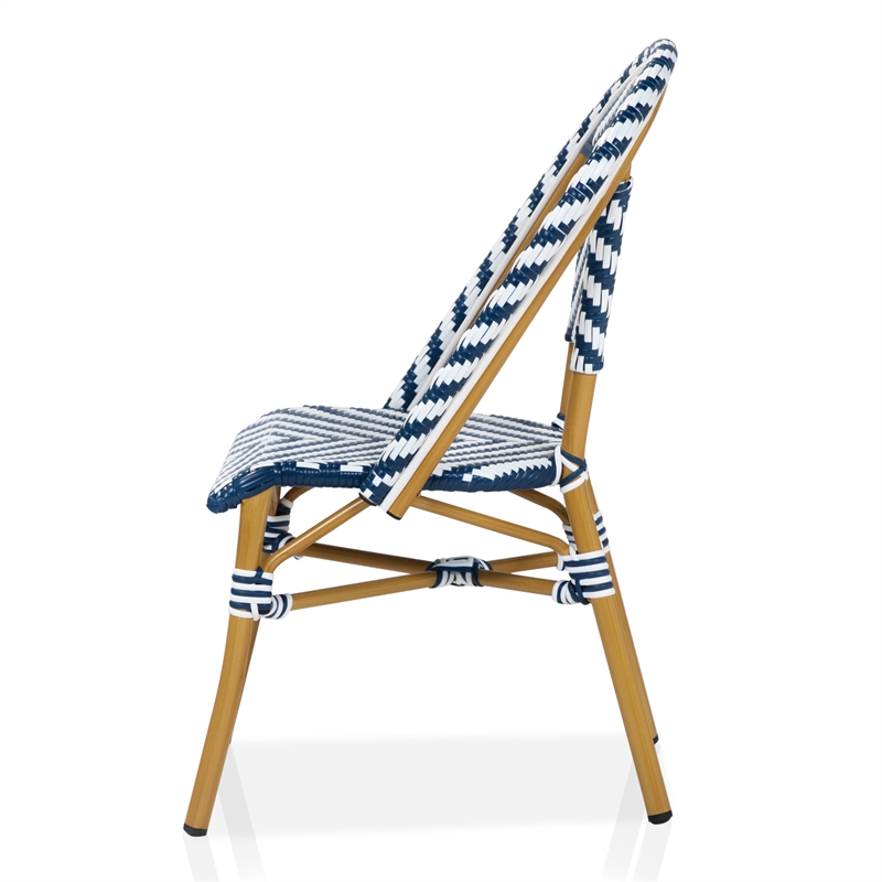 Furniture of America Acti Modern Aluminum Patio Dining Chair in Blue