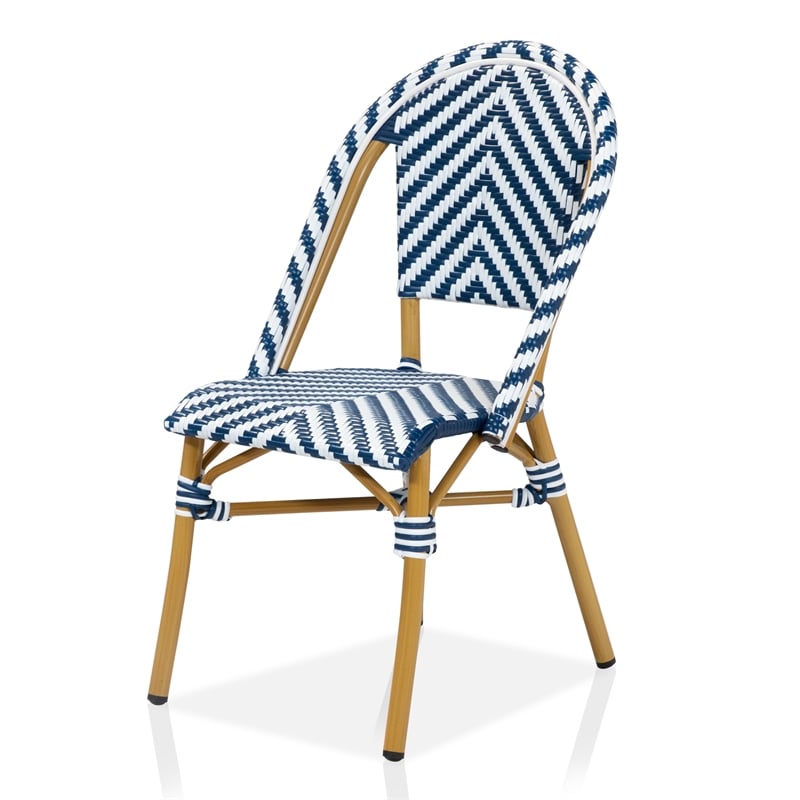 Furniture of America Acti Modern Aluminum Patio Dining Chair in Blue