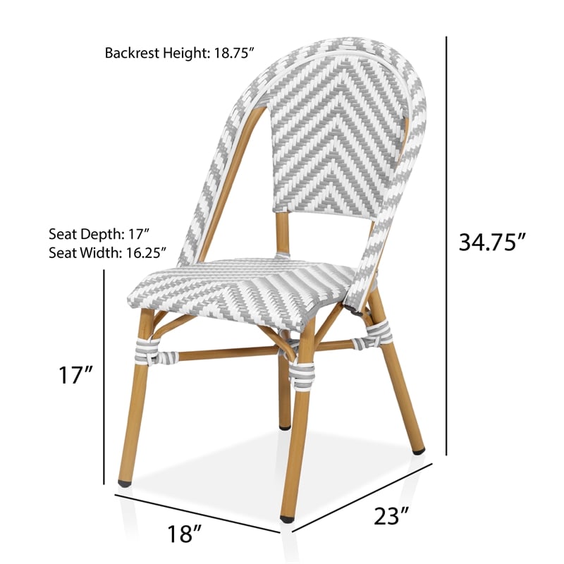 Furniture of America Acti Modern Aluminum Patio Dining Chair in Gray