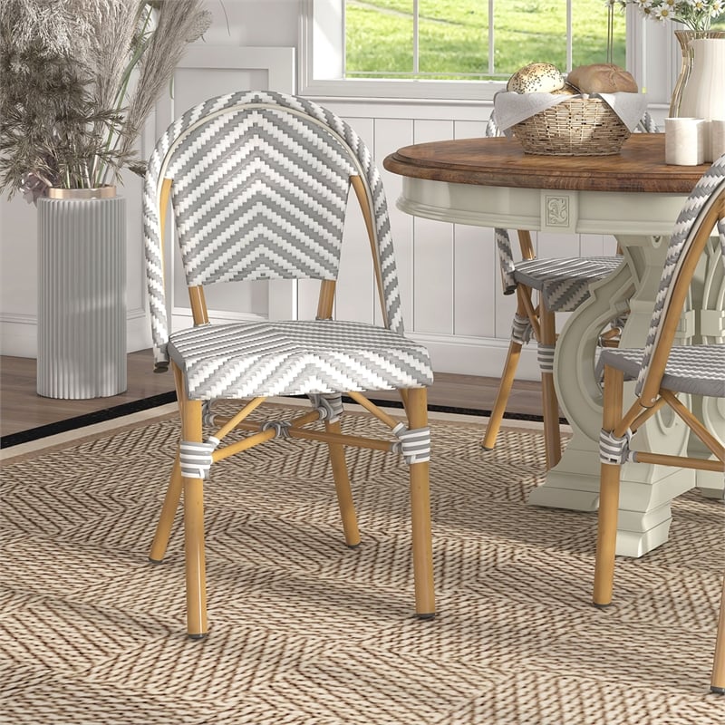 Furniture of America Acti Modern Aluminum Patio Dining Chair in Gray