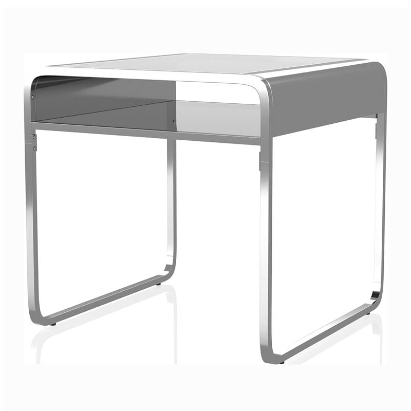 Furniture of America Mexller Metal 1-Shelf End Table in Silver (Set of 2)