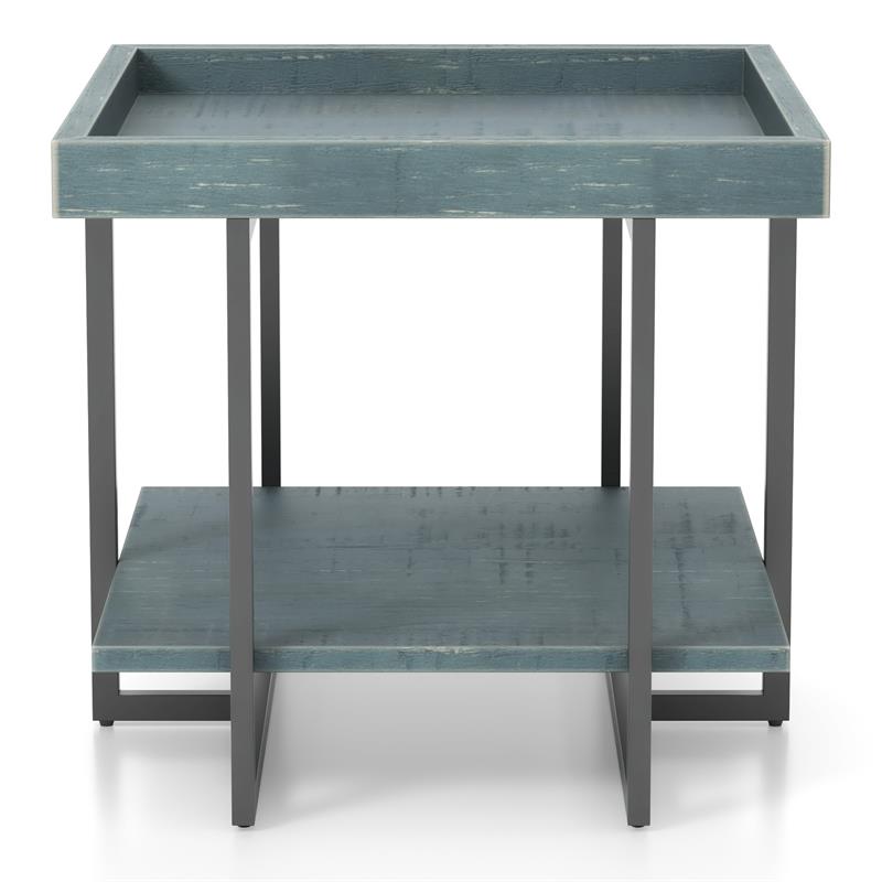 Furniture of America Humere Wood 1-Shelf End Table in Antique Blue (Set of 2)