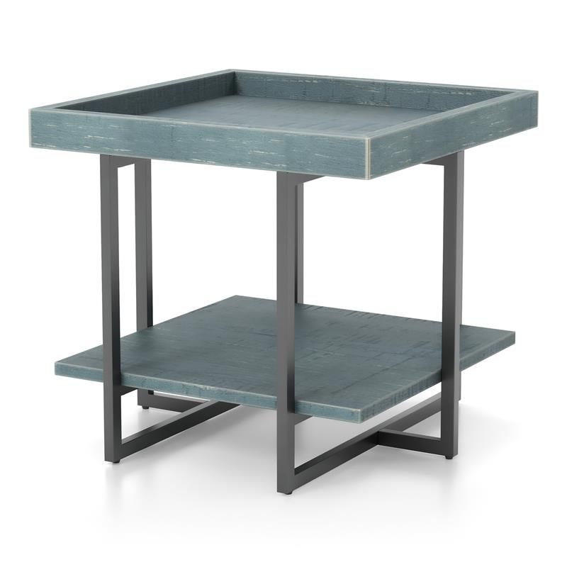 Furniture of America Humere Wood 1-Shelf End Table in Antique Blue (Set of 2)
