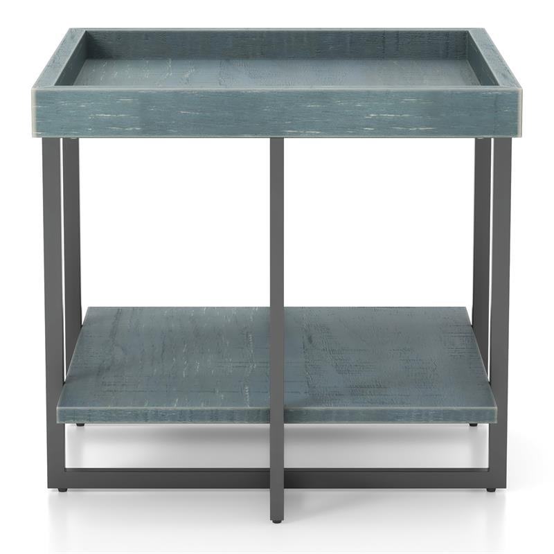 Furniture of America Humere Wood 1-Shelf End Table in Antique Blue (Set of 2)