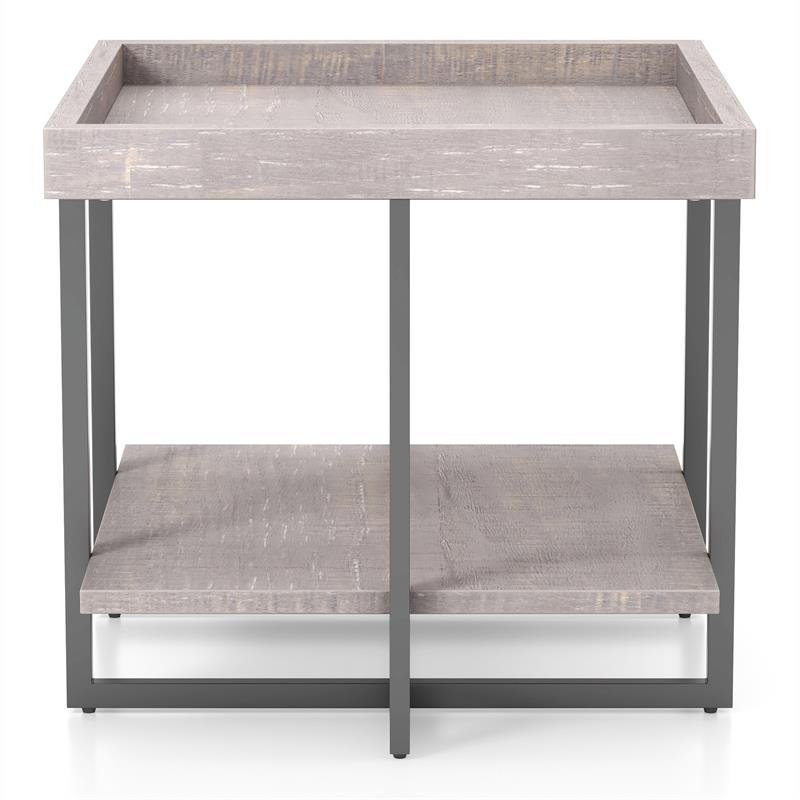 Furniture of America Humere Wood 1-Shelf End Table in Antique Gray (Set of 2)