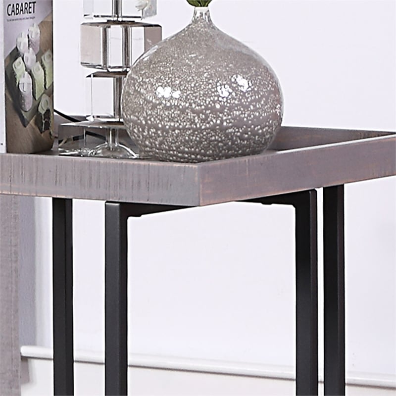 Furniture of America Humere Wood 1-Shelf End Table in Antique Gray (Set of 2)