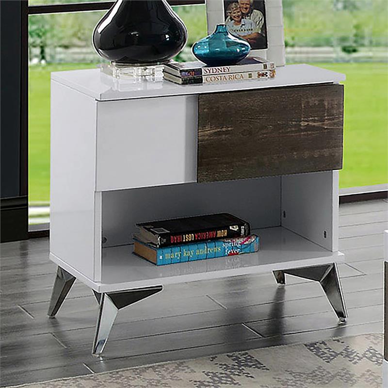Furniture of America Acada Wood 1-Shelf End Table in White (Set of 2)