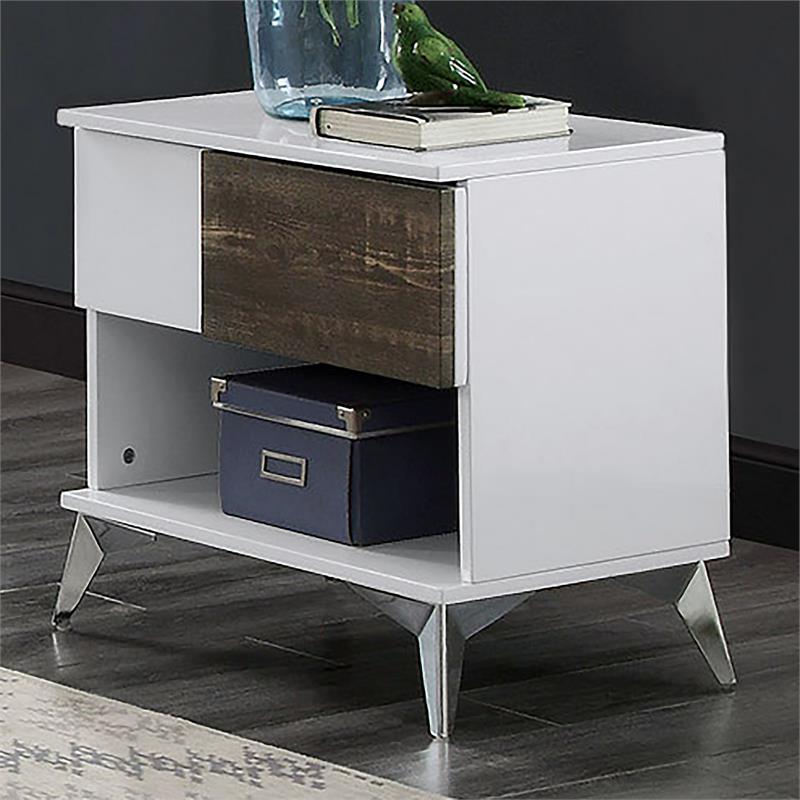 Furniture of America Acada Wood 1-Shelf End Table in White (Set of 2)