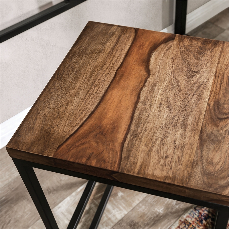 Furniture of America Druze Metal Square Barstool in Golden Brown (Set of 2)