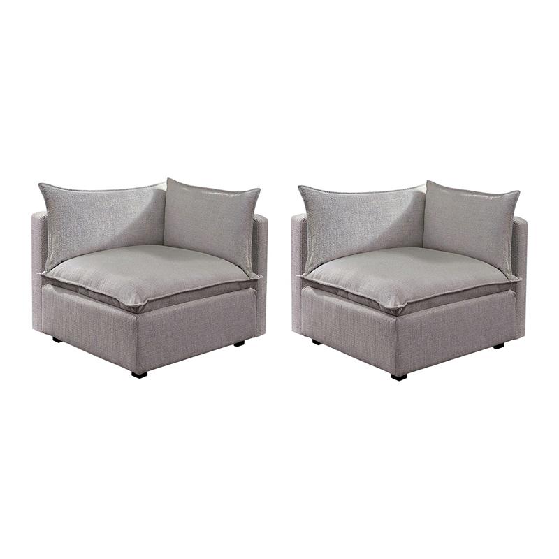 Furniture of America Drevi Fabric Corner Chair in Light Gray (Set of 2)